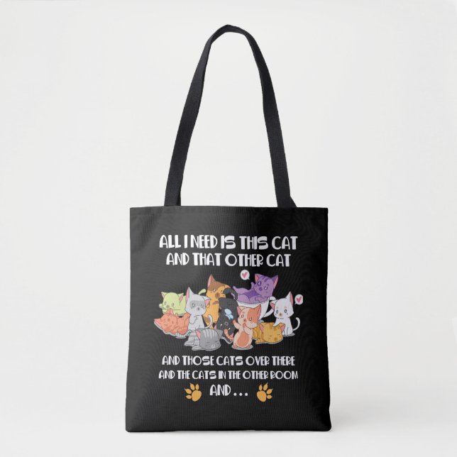 Tote Bag Cadeaux Amoureux de les chats Cat Lady Meow Heart  (Devant)