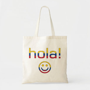 Tote Bag Cadeaux colombiens : Bonjour/Hola font face