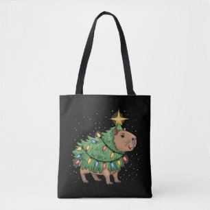 Tote Bag Cadeaux de Noël Capybara Capy Arbre de Noël drôle