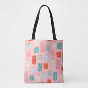 Tote Bag Cadeaux de Noël colorés sur un arrière - plan r