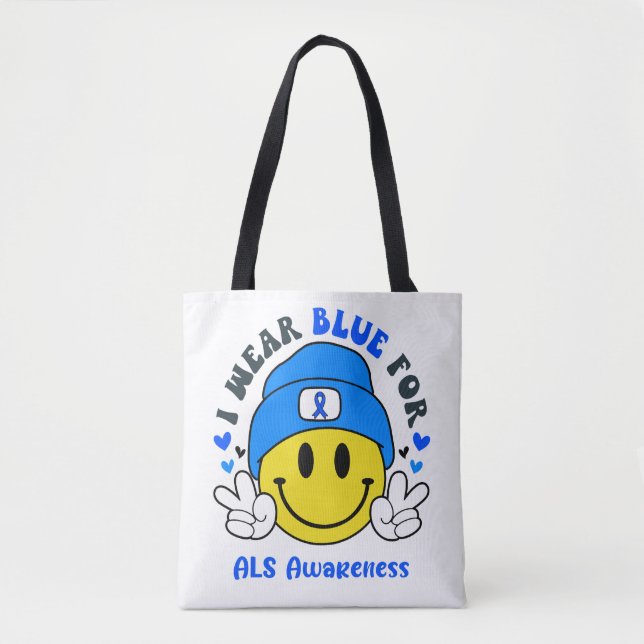 Tote Bag Cadeaux de soutien au ruban de sensibilisation ALS (Devant)