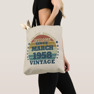 Tote Bag Cadeaux personnalisés vintages 65e anniversaire