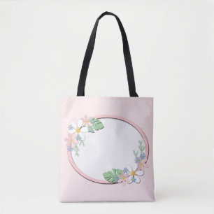 Tote Bag Cadre floral rose rond enfants ressort personniza 
