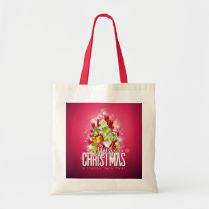 Tote Bag Cadres et Arbre de Noël Rouge moderne