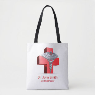 Tote Bag Caduceus Médicale Silver Croix Rouge 3D