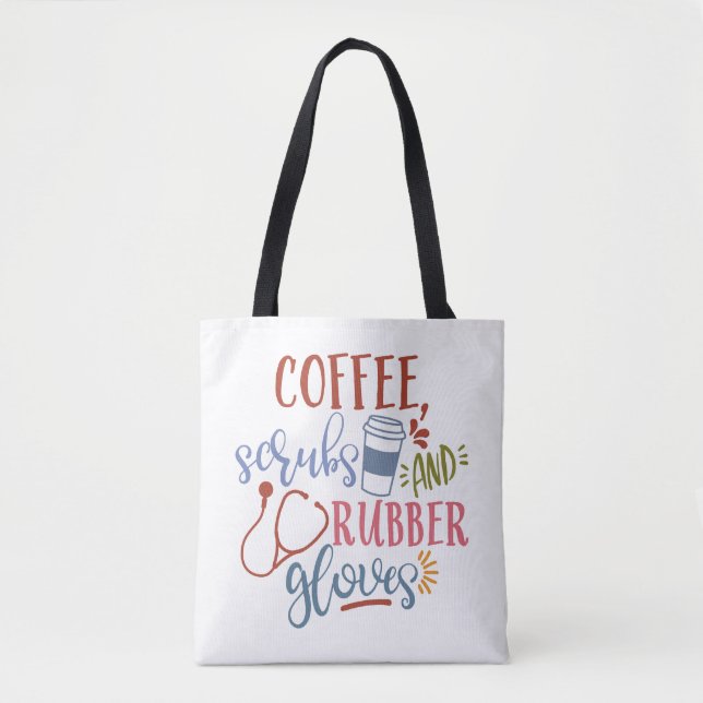 Tote Bag Café Et Gants En Caoutchouc Conçus Pour Les Infirm (Devant)