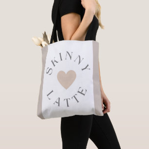 Tote Bag Café Latte Mince Cœur Neutre, Idée Cadeau pour Ama