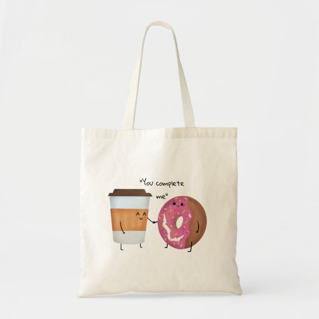Tote Bag Café mignon et Donut Complet Couple (Devant)