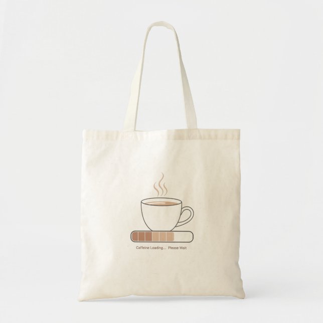 Tote Bag Caffeine Loading -Minimalist Funny Coffee Line Art (Devant)