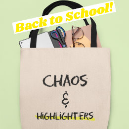 Tote Bag Cahos & Surligneur Cadeau Drôle pour Enseignant