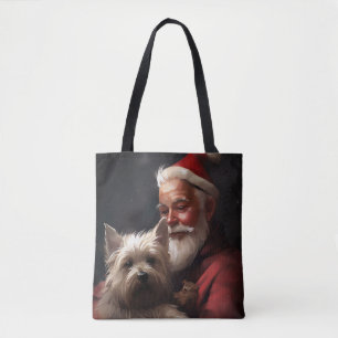 Tote Bag Cairn Terrier Avec Noël Festif Du Père Noël