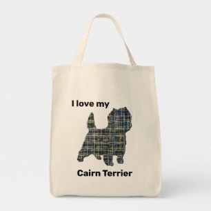 Tote Bag Cairn Terrier Chien Jaune & Black Grid Line Fourre
