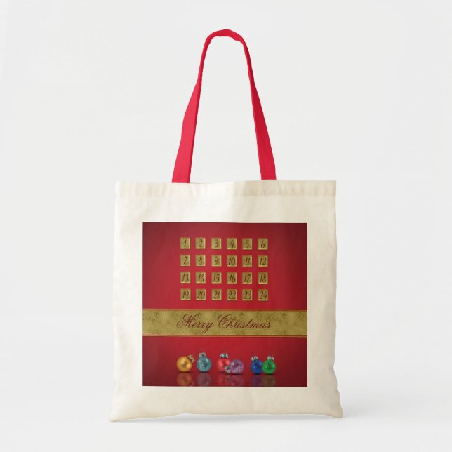 Tote Bag Calendrier de l'Avent Ornements de Noël (Devant)