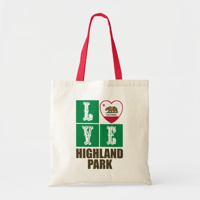 Tote Bag California Republic State Flag Heart Highland Park (Devant)