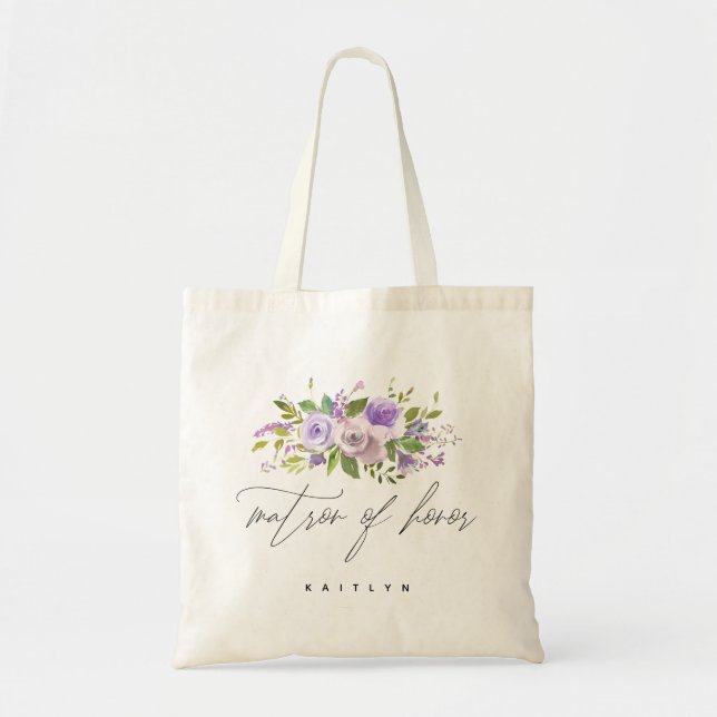 Tote Bag Calligraphie florale de DAME DE HONNEUR de verdure (Devant)