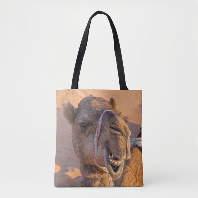 Tote Bag Camel avec une drôle d'expression faciale - Oman (Devant)