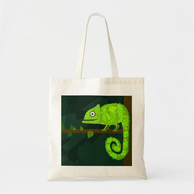 Tote Bag Caméléon mignon vert (Devant)