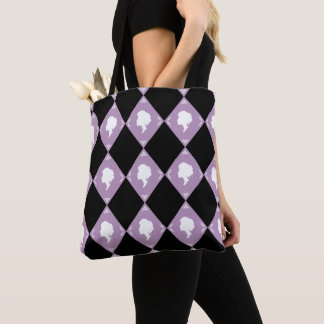 Tote Bag Cameo Harlequins, Lilac, Blanc, Noir