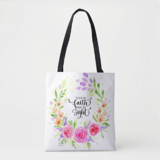 Tote Bag "Camina por fe no por vista" Bolso de tela mujer