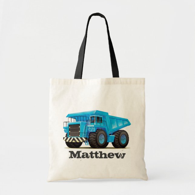 Tote Bag Camion de déchargeur nommé fait sur commande de (Devant)