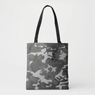 Tote Bag Camo Camouflage Abstrait Gris Moderne