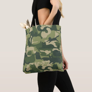 Tote Bag Camouflage Chats Motif Armée Green Kitty Chats Cam