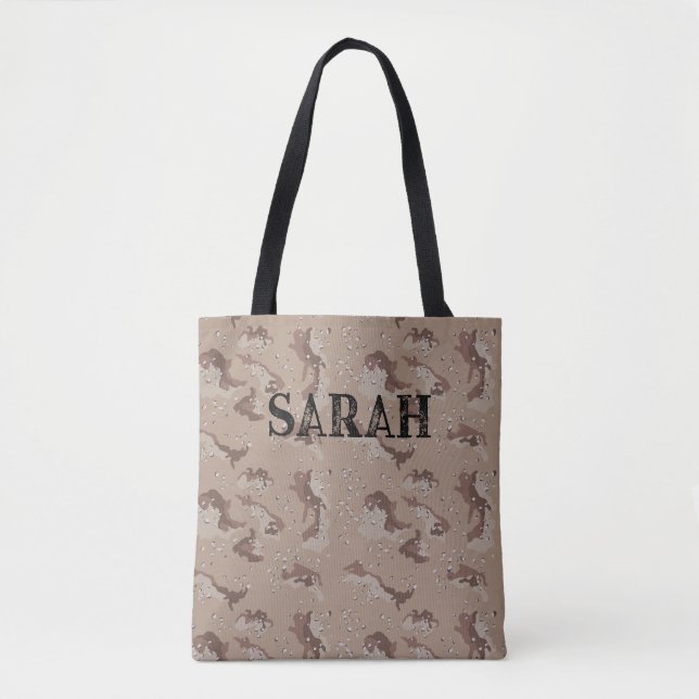 Tote Bag Camouflage du désert personnalisé avec nom personn (Devant)