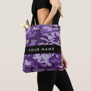 Tote Bag Camouflage violet Votre nom Personnalisez