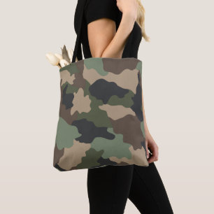Tote Bag Camouflage Woodland Camo Khaki Tan Black