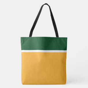 Tote Bag Camp Fun Vert Blanc Haut Rayures Sur Orange Doré