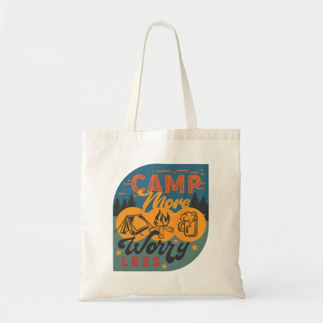 Tote Bag Camp Plus S'Inquiéter Moins (Devant)