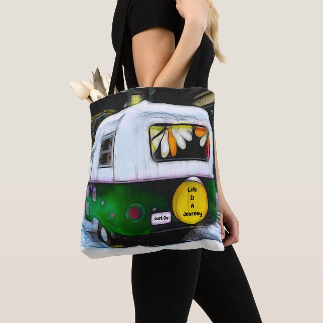 Tote Bag Camper Retro Life Est Un Voyage Pour Aller À Hippi (De près)