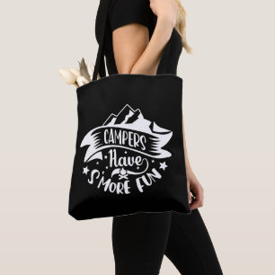 Tote Bag Camping d'été tendance l Noir et blanc