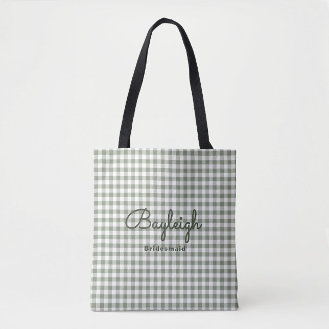 Tote Bag Camping Green À damiers Bridesmaid (Devant)