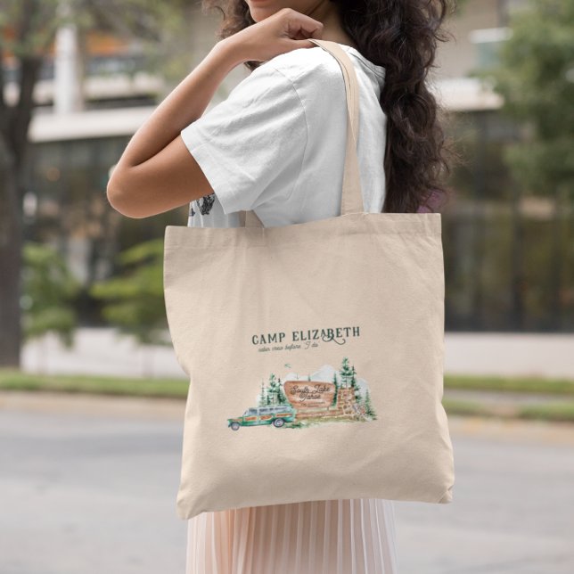 Tote Bag Camping illustré | Demoiselle d'honneur de bachelo (Créateur téléchargé)