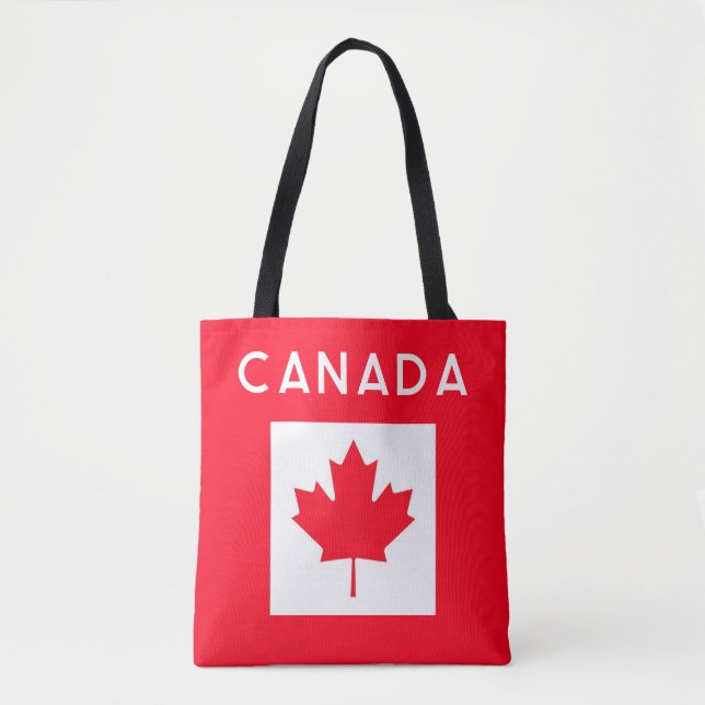 Tote Bag CANADA. Drapeau canadien. Patriotique. Tote d'épau (Devant)