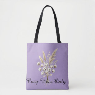 Tote Bag Canapé en herbe de Pampas et fleurs de coton aquar