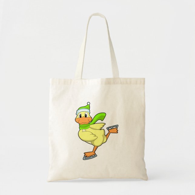 Tote Bag Canard au patinage sur glace avec patins sur glace (Devant)