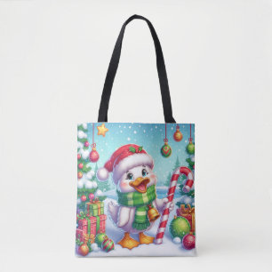 Tote Bag Canard de Noël coloré mignon
