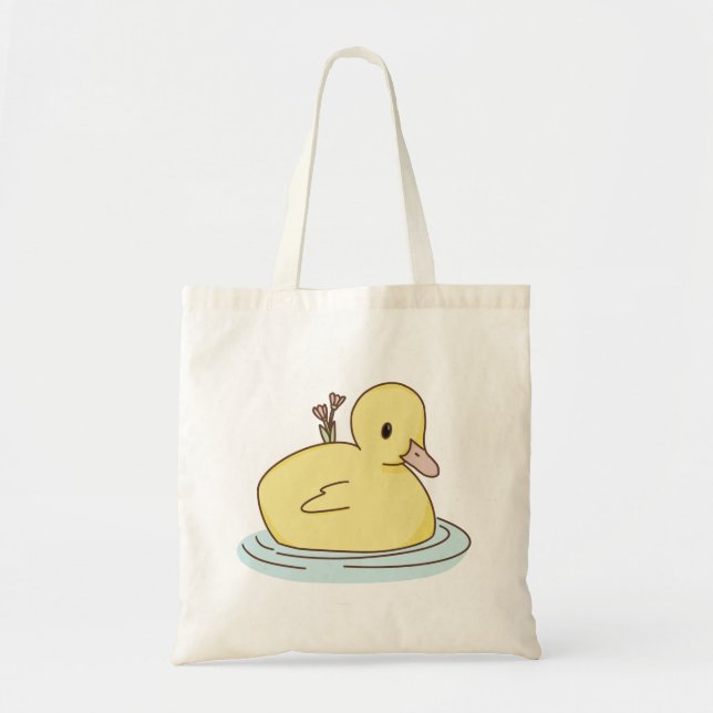 Tote Bag Canard nageant avec des fleurs (Devant)