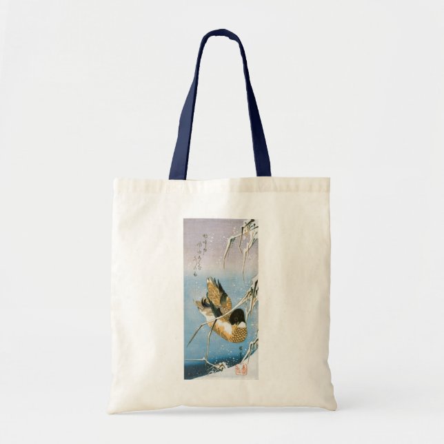 Tote Bag Canard sauvage Nage neige Laden Reeds par Hiroshig (Devant)