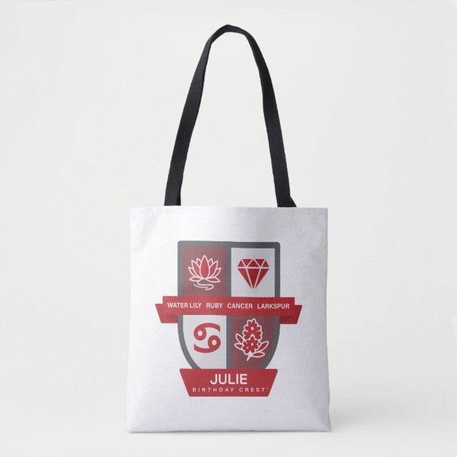 Tote Bag Cancer Birthday Crest™ for July 1-22 (Devant)