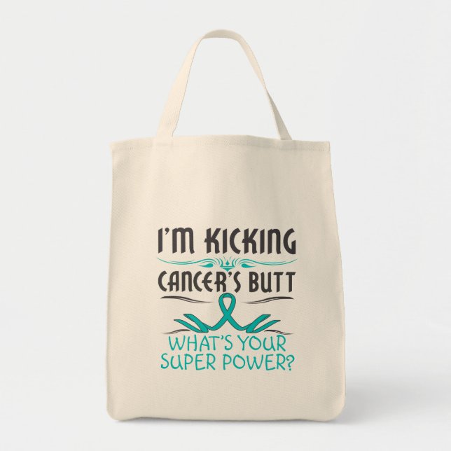 Tote Bag Cancer de l'ovaire Générer le cancer mais super pu (Devant)