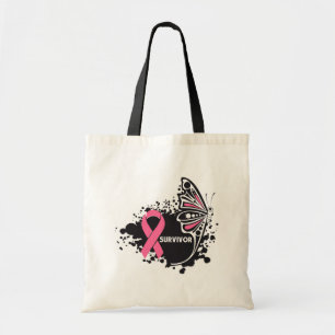 Tote Bag Cancer du sein abstrait de papillon de survivant
