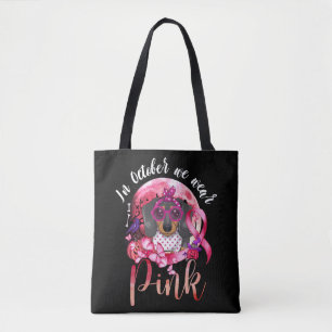 Tote Bag Cancer Du Sein En Octobre Nous Portons Pink Dachsh