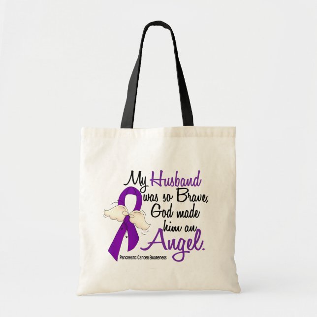 Tote Bag Cancer pancréatique de mari de l'ange 2 (Devant)