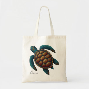 Tote Bag Cancun Maya design tortue marine
