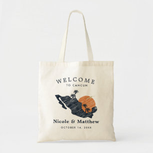 Tote Bag Cancun Mexique Carte Accueil Mariage minimaliste