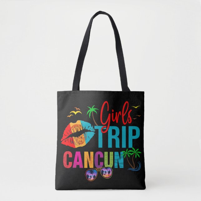 Tote Bag Cancun Mexique Girls Trip Colorful Vacances  (Devant)