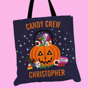 Tote Bag Candy Crew Citrouille Bucket Halloween personnalis